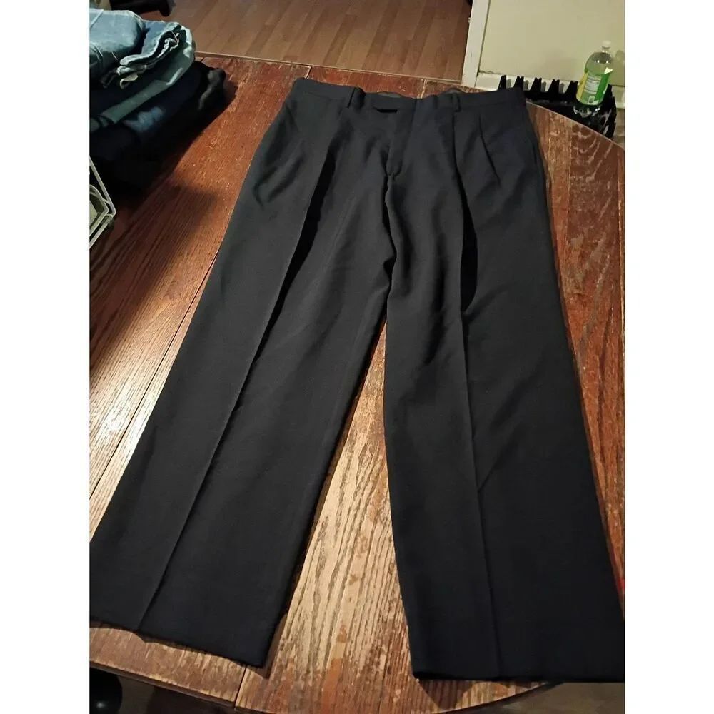 New 38x30 Blue Wool Blend Continental Airlines Dress Pants Pleated Front
